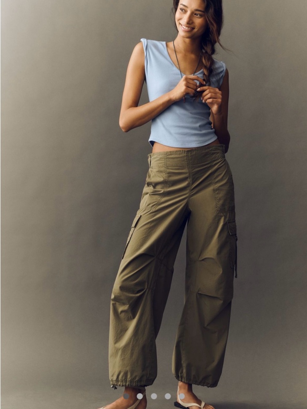Anthropologie Olive Wide-Leg Cargo Pants